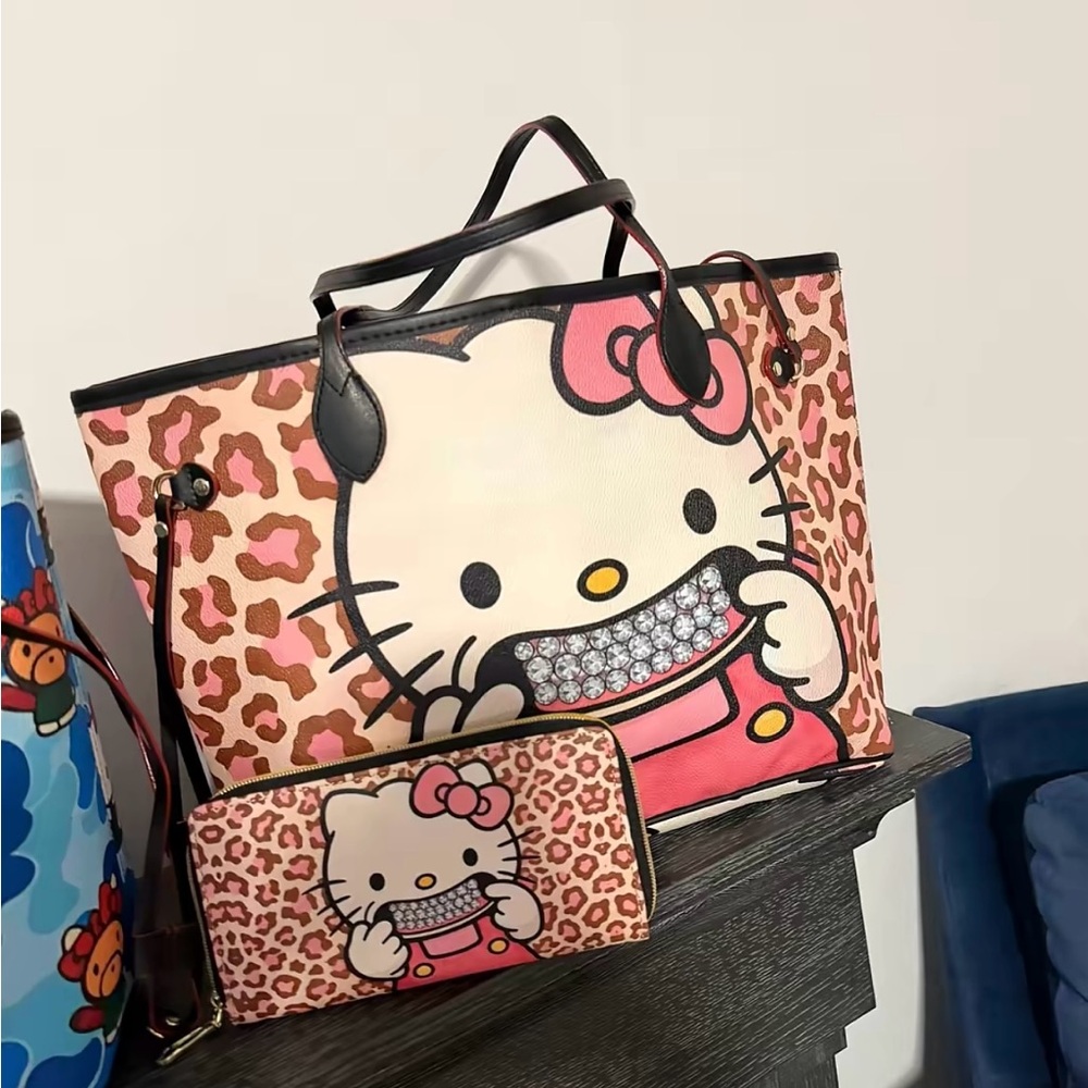 Hello Kitty Pink Leopard Print Tote Bag